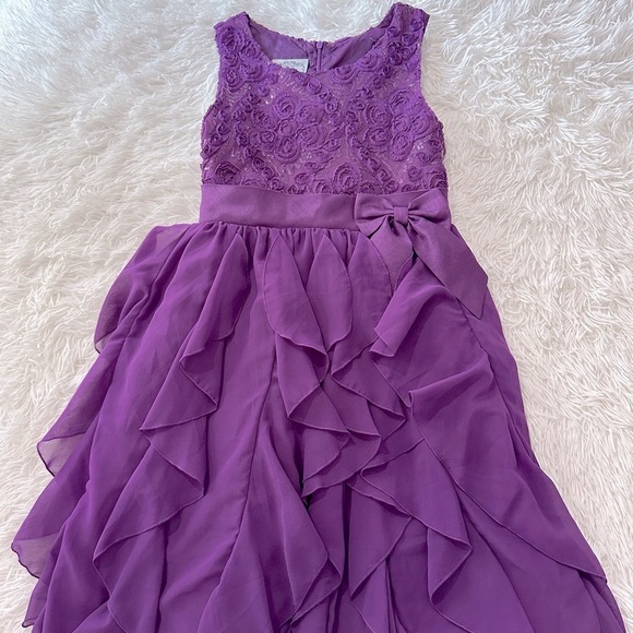 Charming Mia Juliana Girls Purple Ruffle Party Dress w/ Lace & Bow – Size 16 - Picture 15 of 15